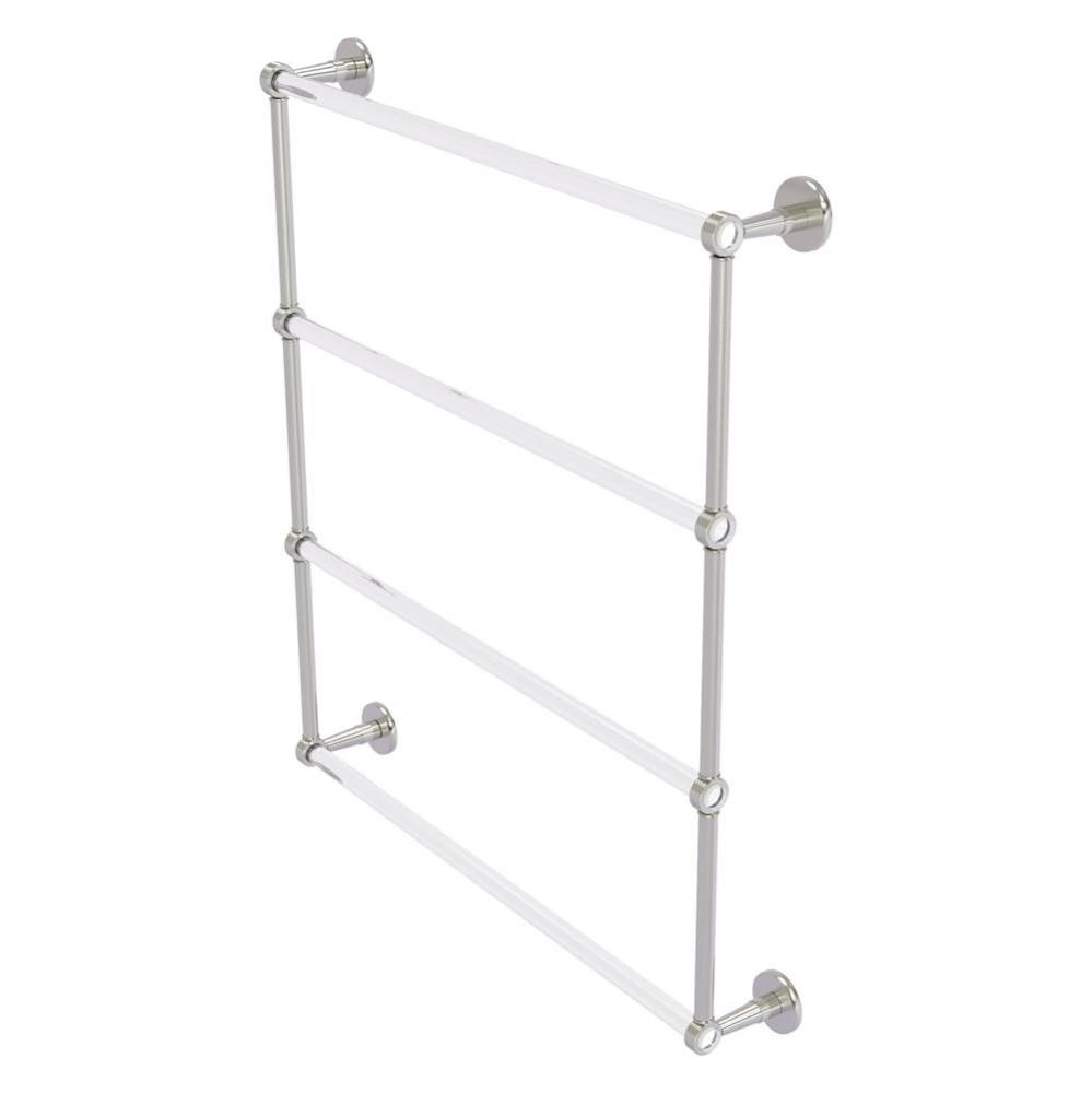 Clearview Collection 4 Tier 30 Inch Ladder Towel Bar with Grooved Accents - Satin Nickel