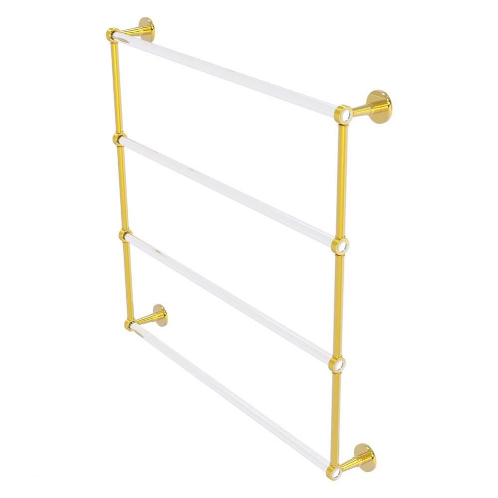 Clearview Collection 4 Tier 36 Inch Ladder Towel Bar with Grooved Accents - Polished Brass