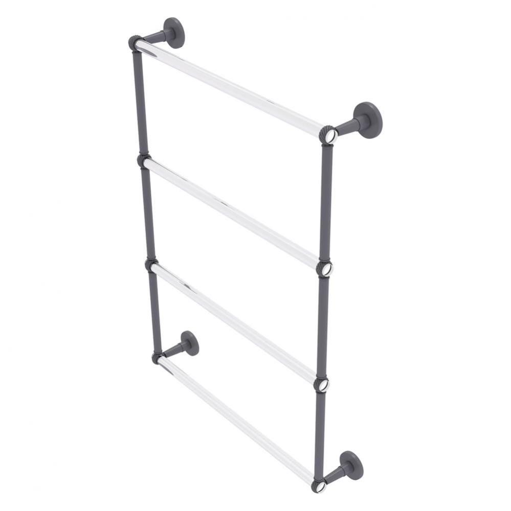 Clearview Collection 4 Tier 24 Inch Ladder Towel Bar with Twisted Accents - Matte Gray