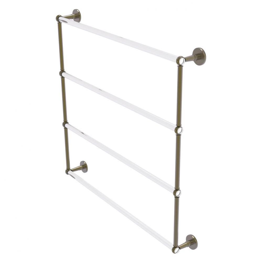 Clearview Collection 4 Tier 36 Inch Ladder Towel Bar with Twisted Accents - Antique Brass