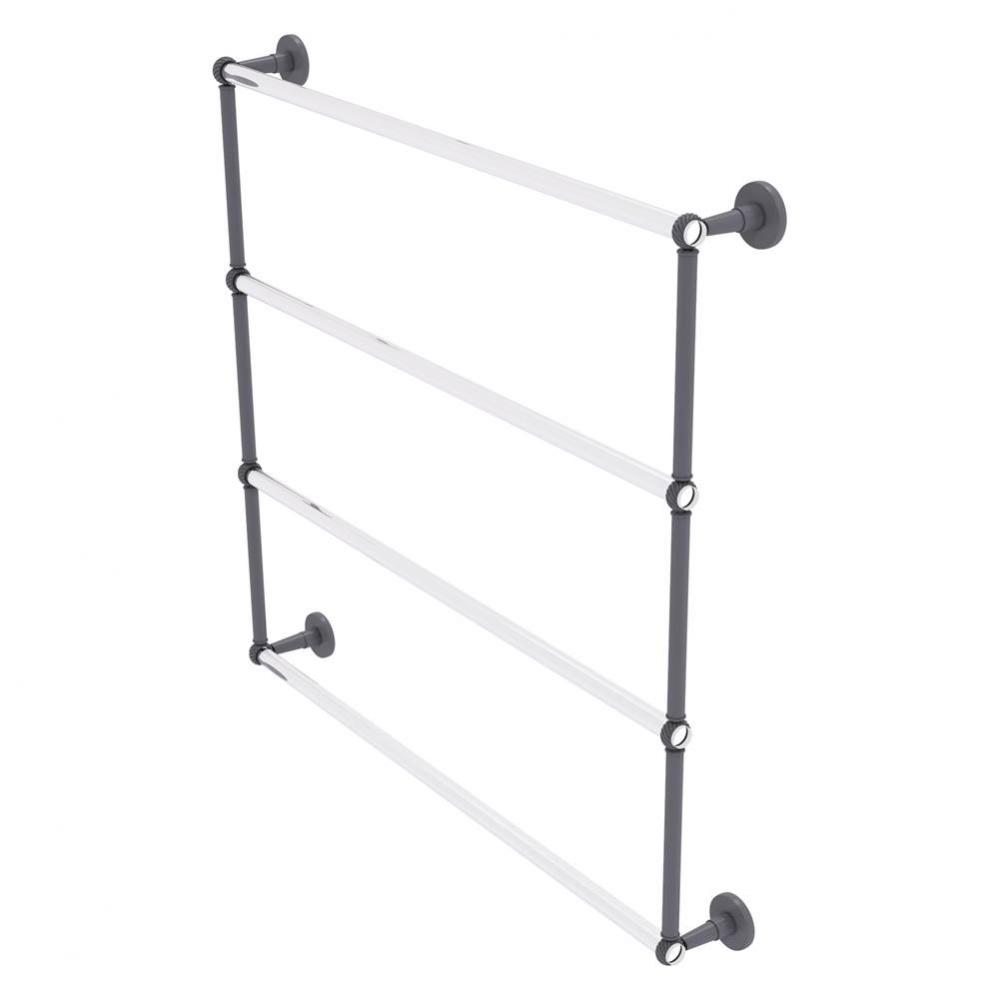 Clearview Collection 4 Tier 36 Inch Ladder Towel Bar with Twisted Accents - Matte Gray