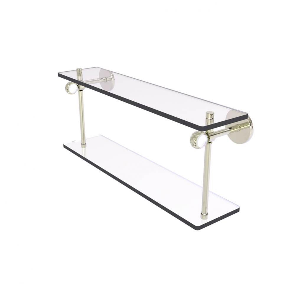 Clearview Collection 16 Inch Two Tiered Glass Shelf with Twisted Accents