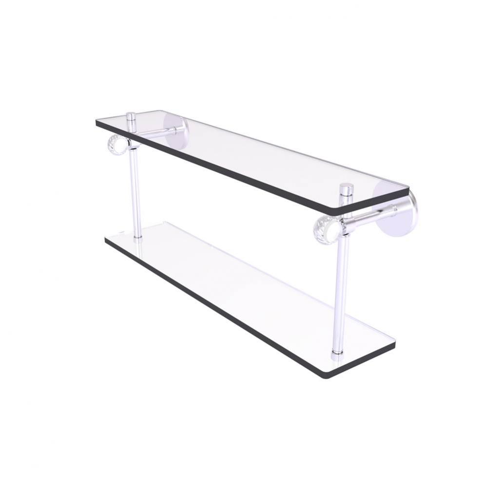 Clearview Collection 16 Inch Two Tiered Glass Shelf with Twisted Accents