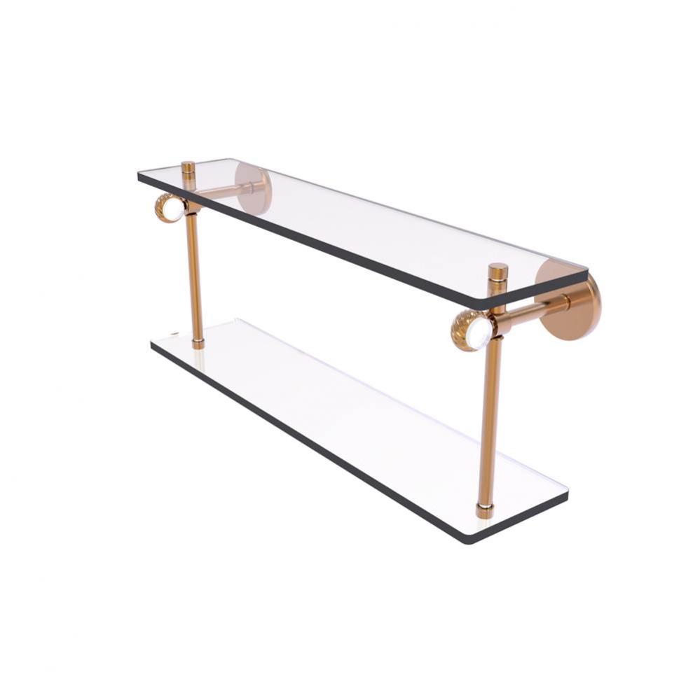 Clearview Collection 22 Inch Two Tiered Glass Shelf with Twisted Accents