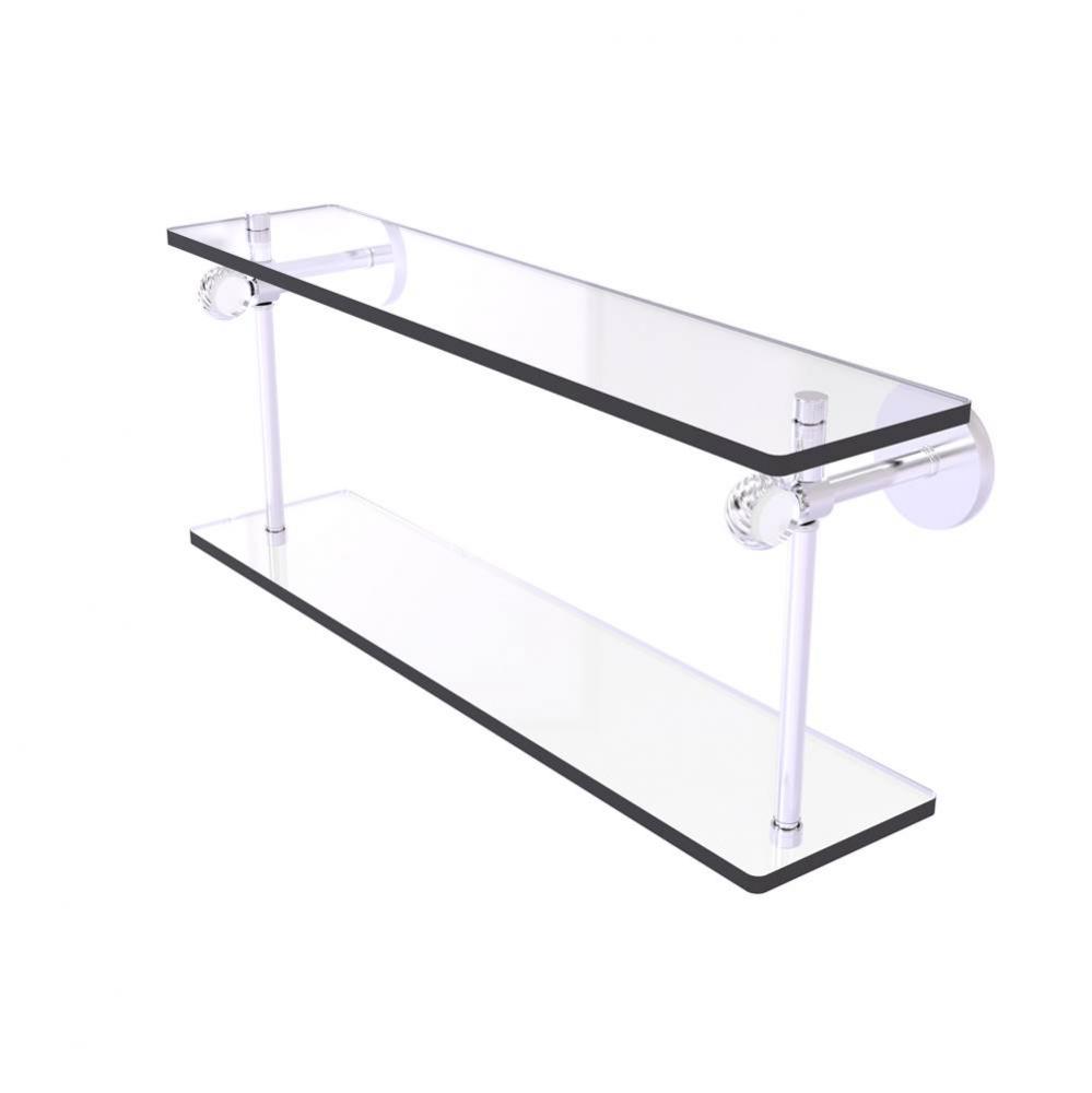 Clearview Collection 22 Inch Two Tiered Glass Shelf with Twisted Accents