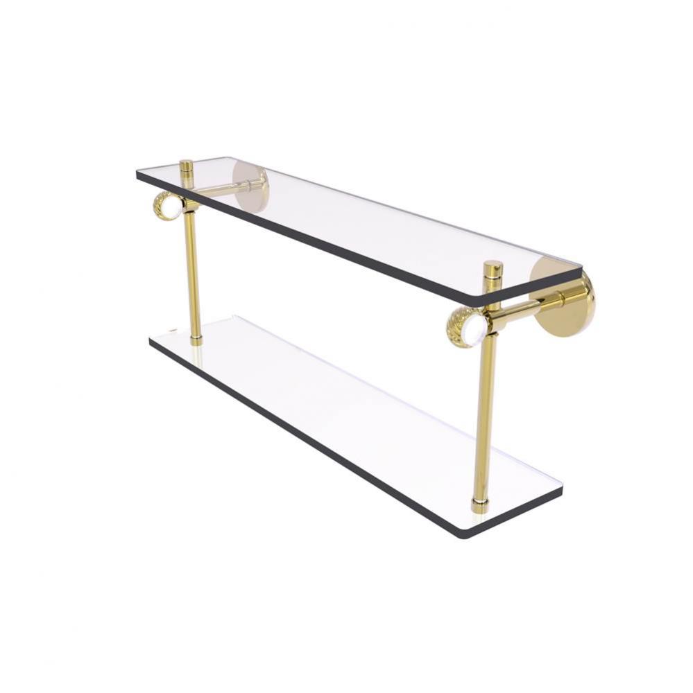 Clearview Collection 22 Inch Two Tiered Glass Shelf with Twisted Accents