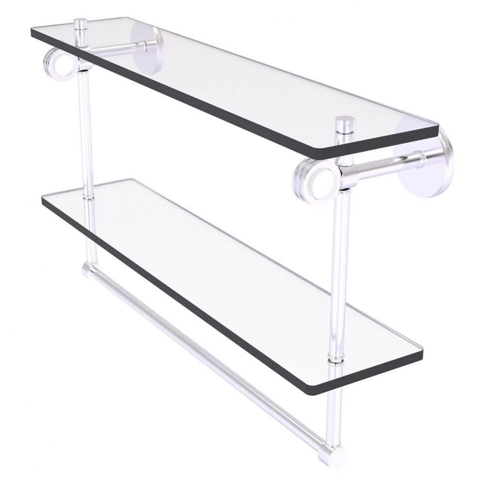 Clearview Collection 22 Inch Double Glass Shelf with Towel Bar and Dotted Accents - Satin Chrome