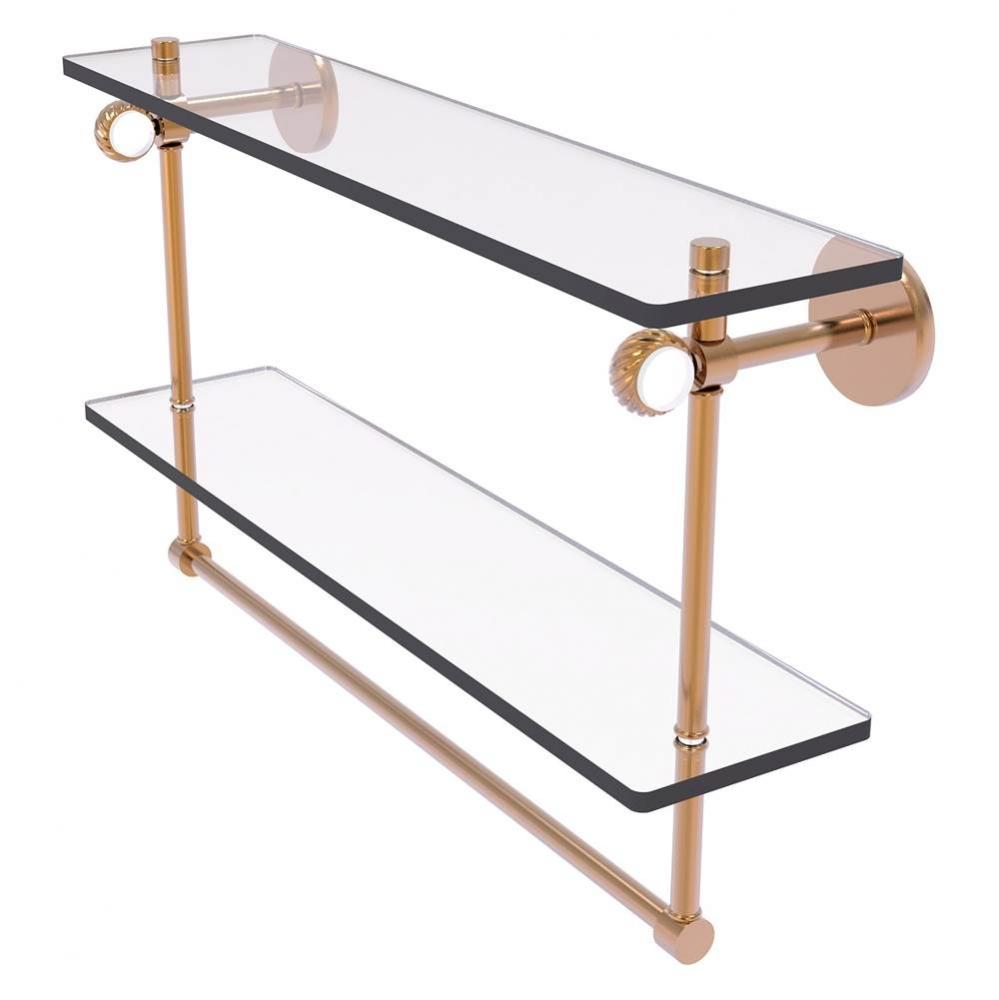 Clearview Collection 22 Inch Double Glass Shelf with Towel Bar and Twisted Accents - Brushed Bronz
