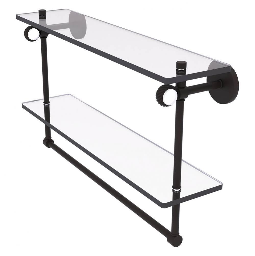 Clearview Collection 22 Inch Double Glass Shelf with Towel Bar and Twisted Accents - Oil Rubbed Br