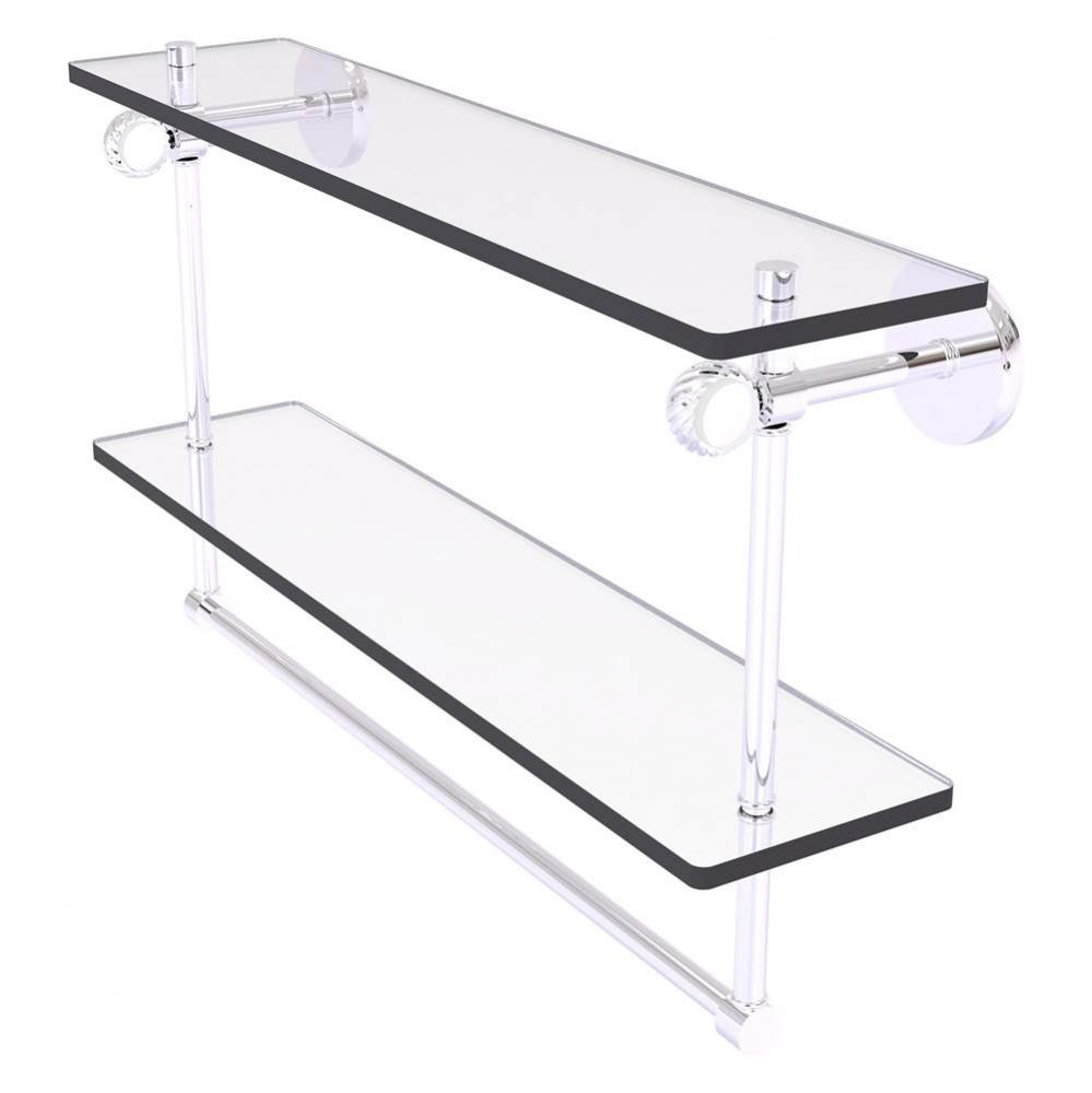 Clearview Collection 22 Inch Double Glass Shelf with Towel Bar and Twisted Accents - Polished Chro
