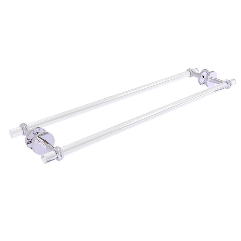 Clearview Collection 30 Inch Back to Back Shower Door Towel Bar with Twisted Accents