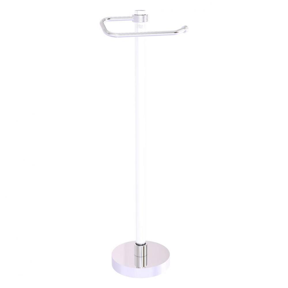 Clearview Collection Euro Style Free Standing Toilet Paper Holder with Grooved Accents - Polished