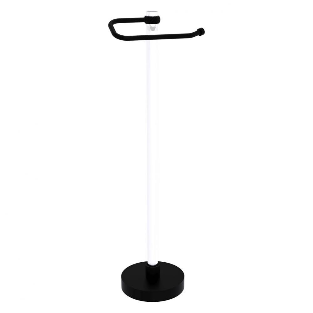 Clearview Collection Euro Style Free Standing Toilet Paper Holder with Twisted Accents - Matte Bla