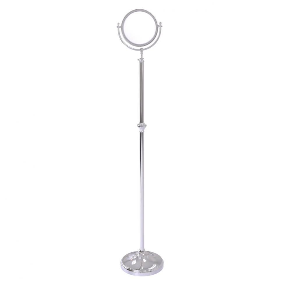 Adjustable Height Floor Standing Make-Up Mirror 8 Inch Diameter with 2X Magnification