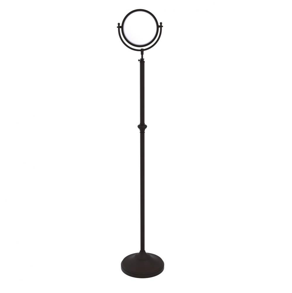 Adjustable Height Floor Standing Make-Up Mirror 8 Inch Diameter with 4X Magnification