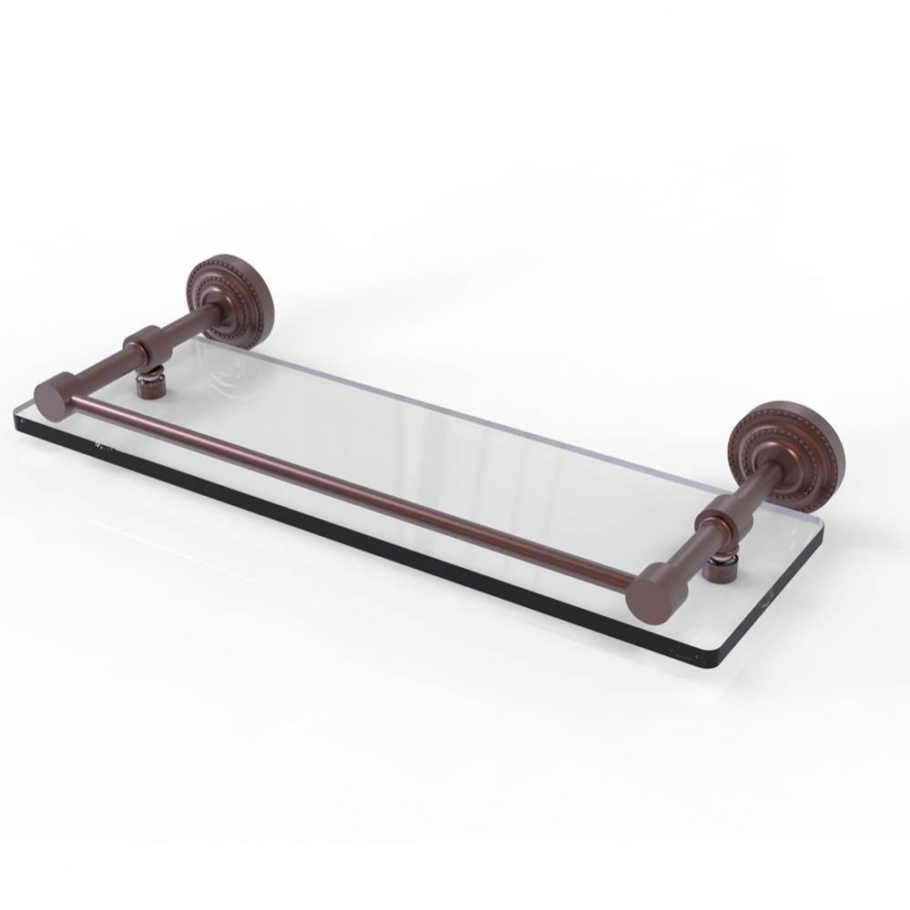 Dottingham 16 Inch Glass Shelf with Gallery Rail