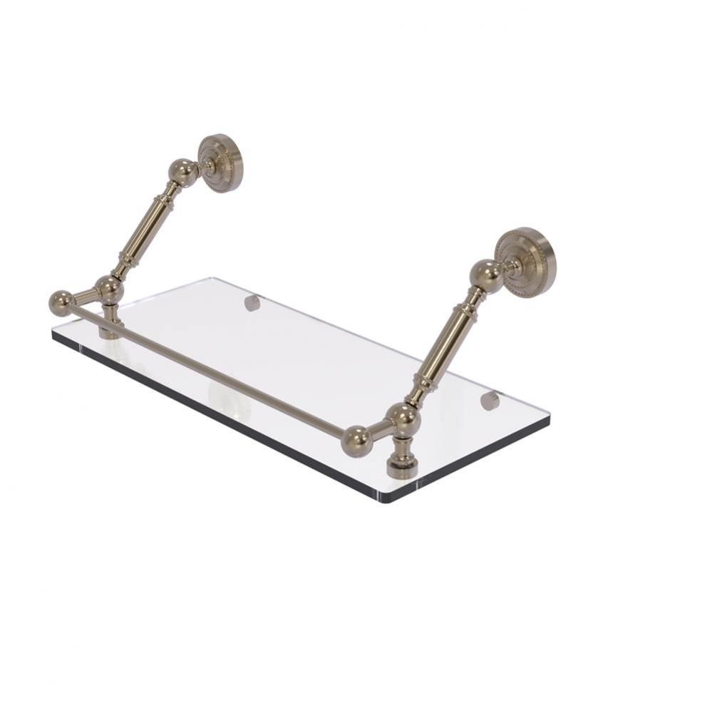Dottingham 18 Inch Floating Glass Shelf with Gallery Rail