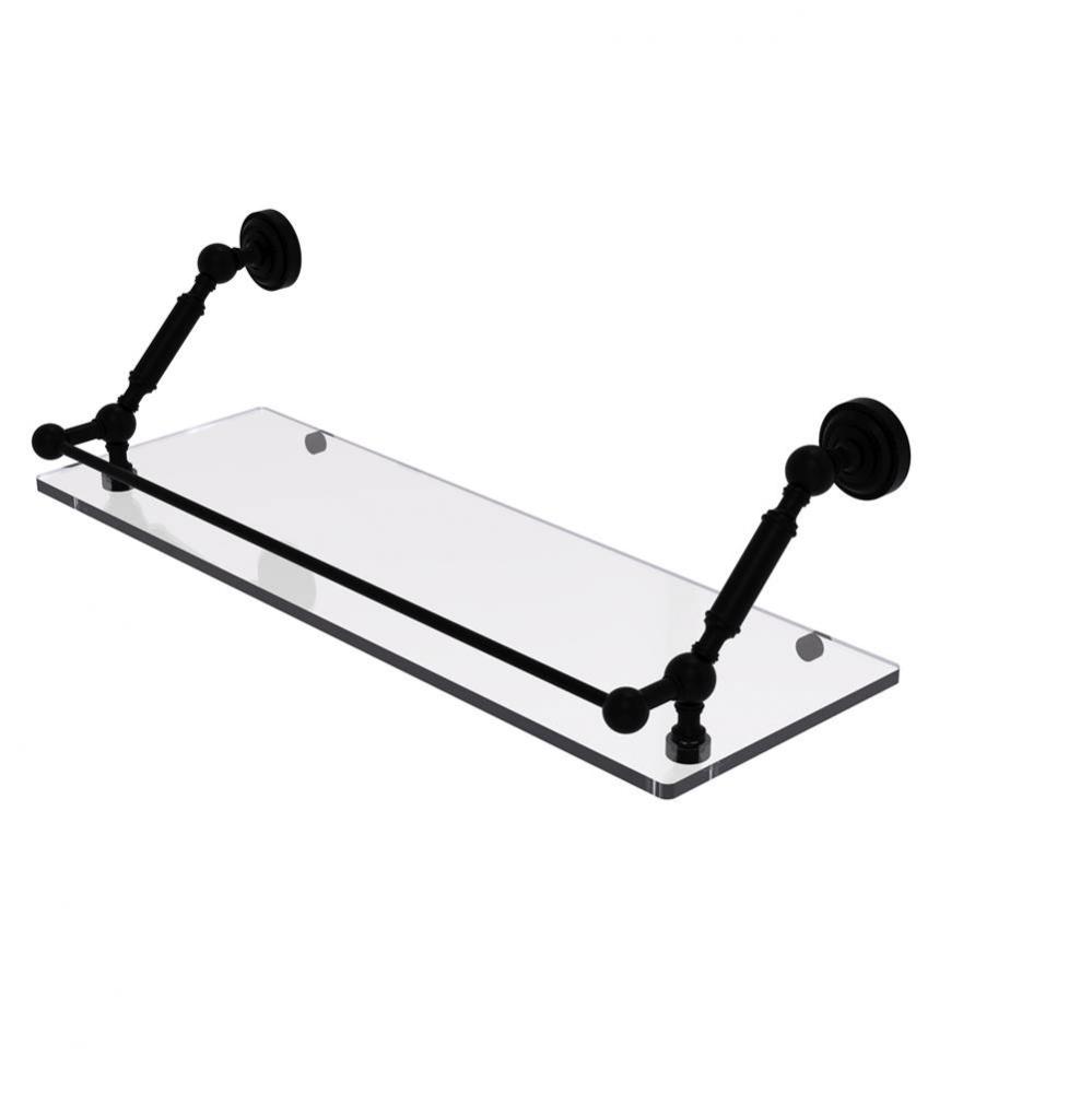 Dottingham 24 Inch Floating Glass Shelf with Gallery Rail