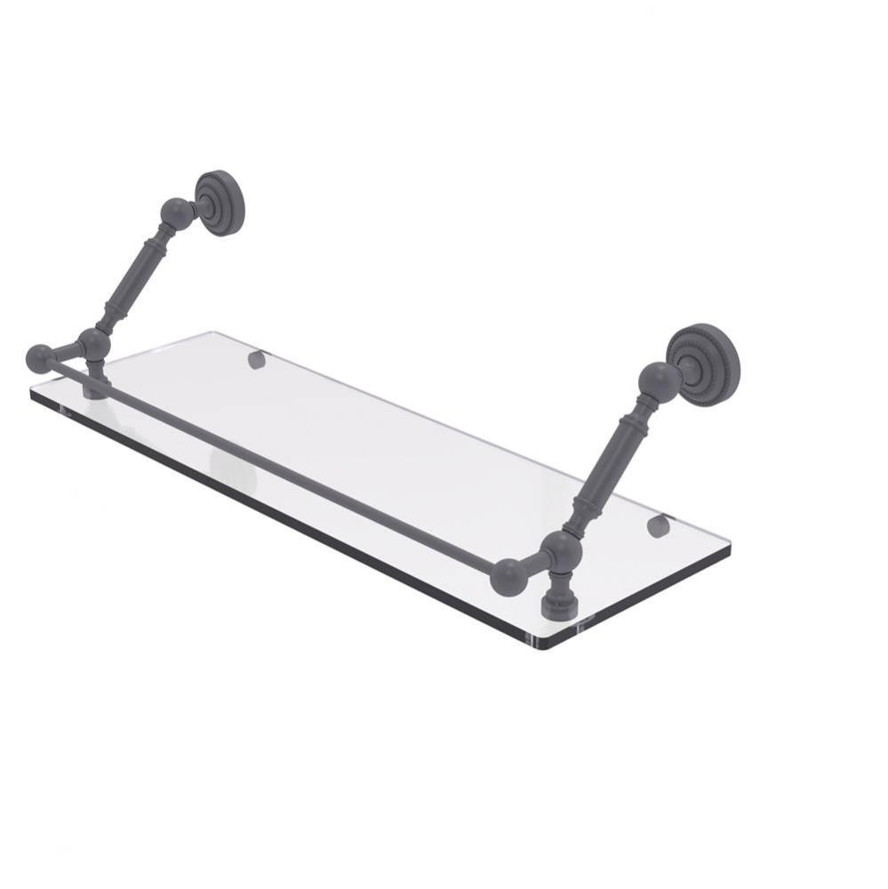 Dottingham 24 Inch Floating Glass Shelf with Gallery Rail