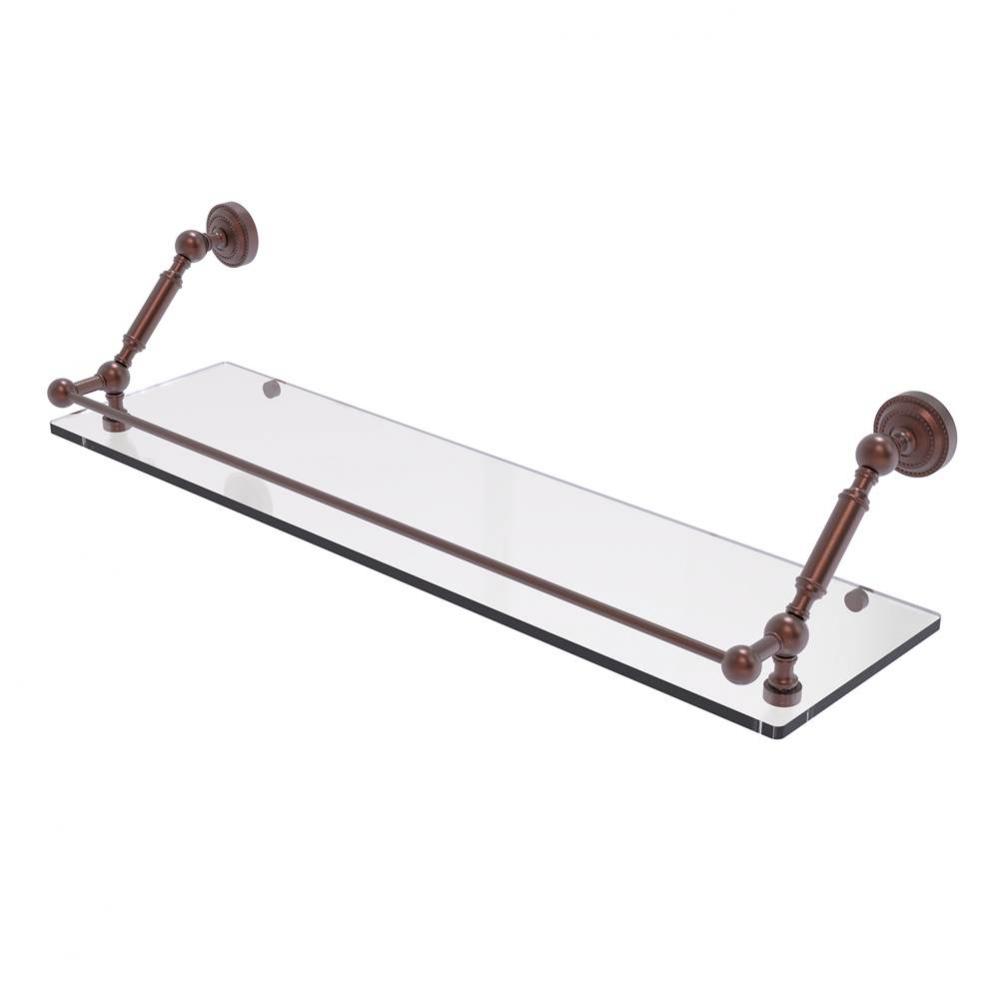 Dottingham 30 Inch Floating Glass Shelf with Gallery Rail