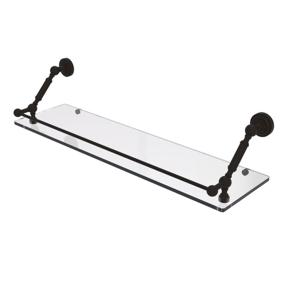 Dottingham 30 Inch Floating Glass Shelf with Gallery Rail