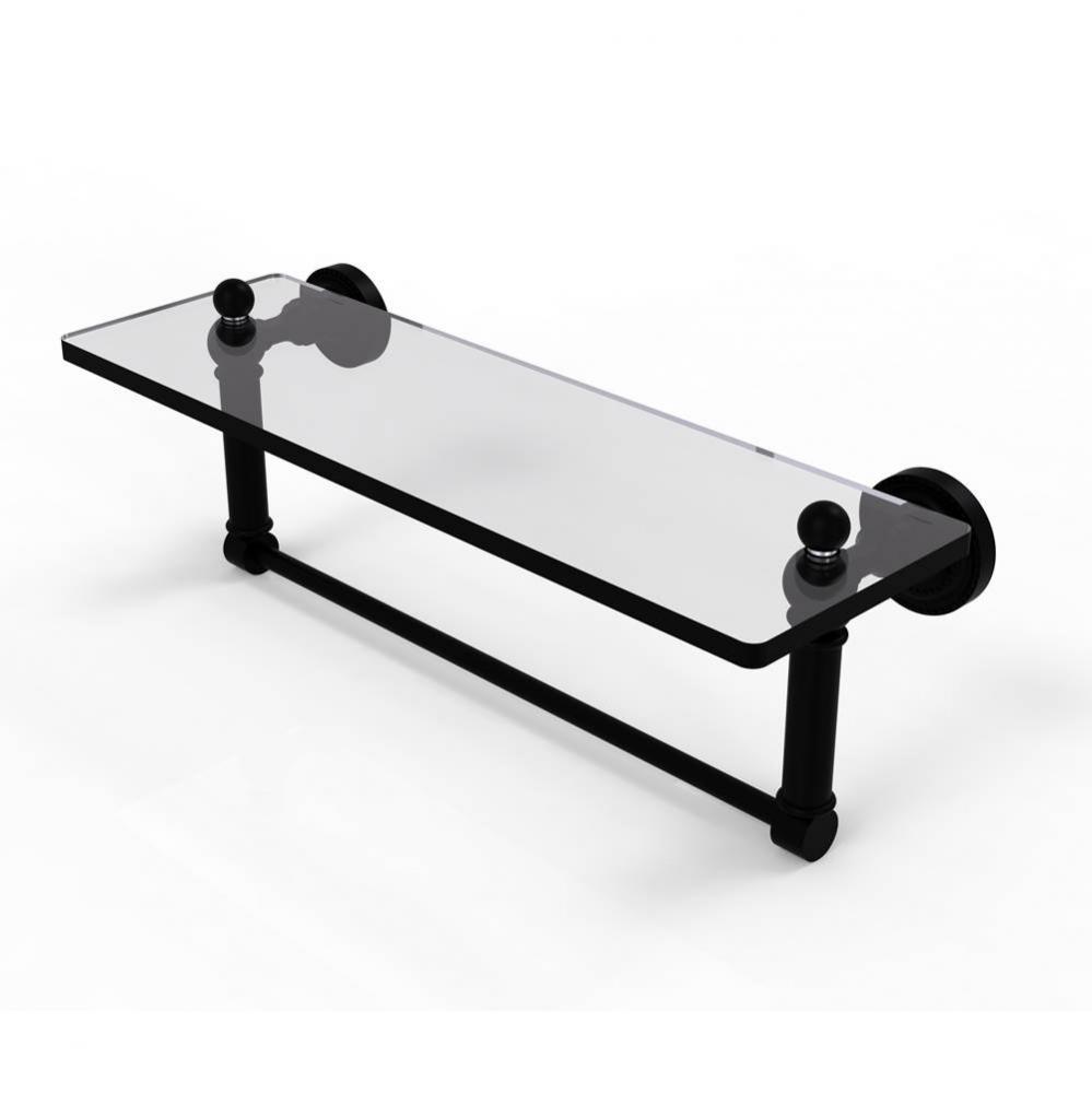 Dottingham 16 Inch Glass Vanity Shelf with Integrated Towel Bar