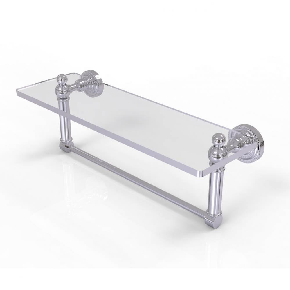 Dottingham 16 Inch Glass Vanity Shelf with Integrated Towel Bar