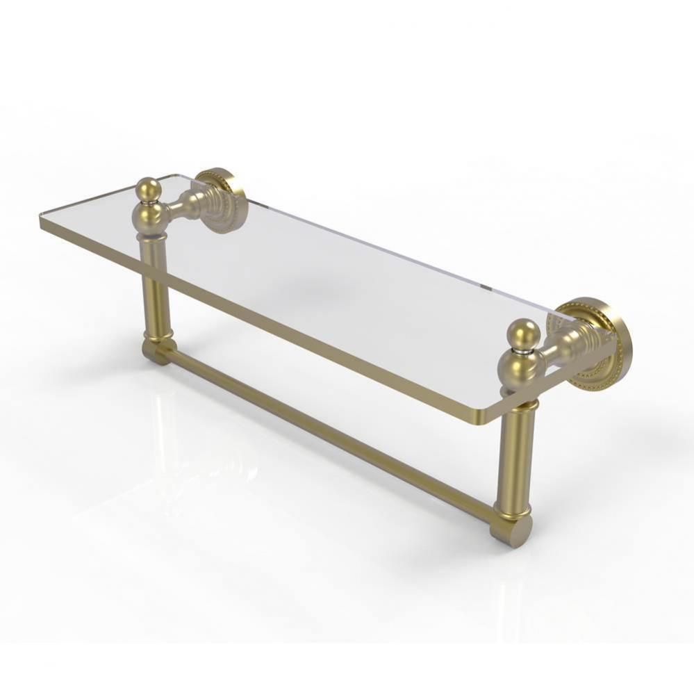 Dottingham 16 Inch Glass Vanity Shelf with Integrated Towel Bar