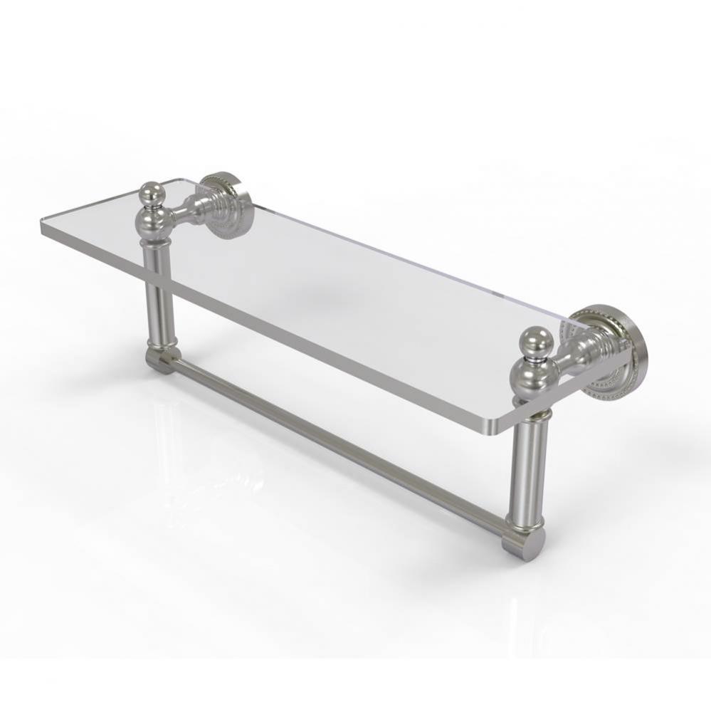 Dottingham 16 Inch Glass Vanity Shelf with Integrated Towel Bar