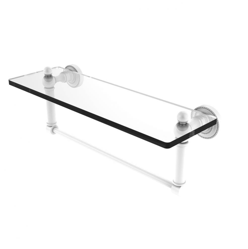 Dottingham 16 Inch Glass Vanity Shelf with Integrated Towel Bar