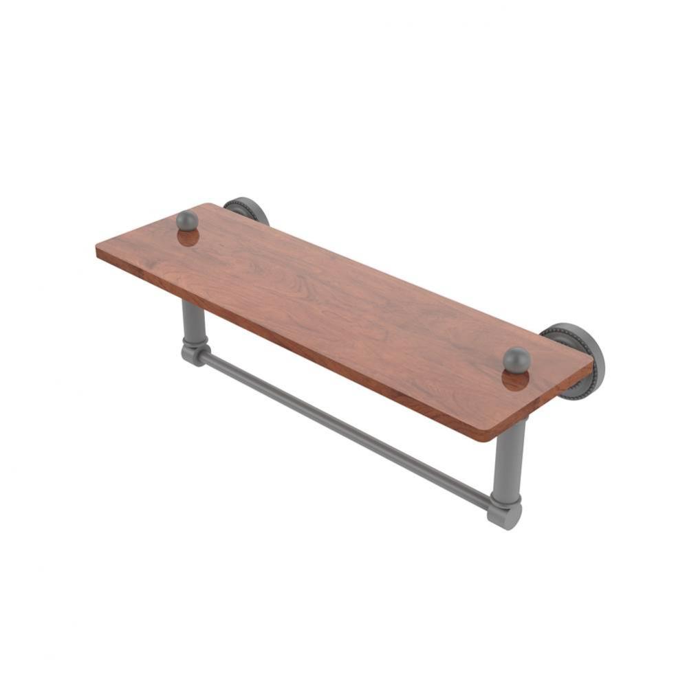Dottingham Collection 16 Inch Solid IPE Ironwood Shelf with Integrated Towel Bar
