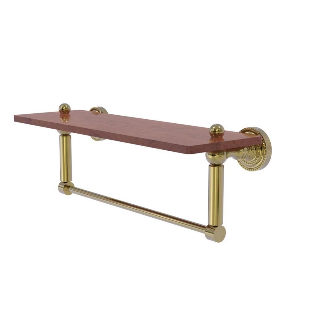 Dottingham Collection 16 Inch Solid IPE Ironwood Shelf with Integrated Towel Bar