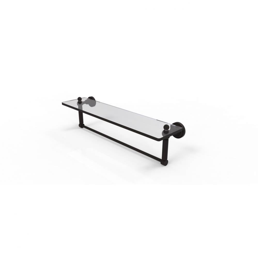 Dottingham 22 Inch Glass Vanity Shelf with Integrated Towel Bar