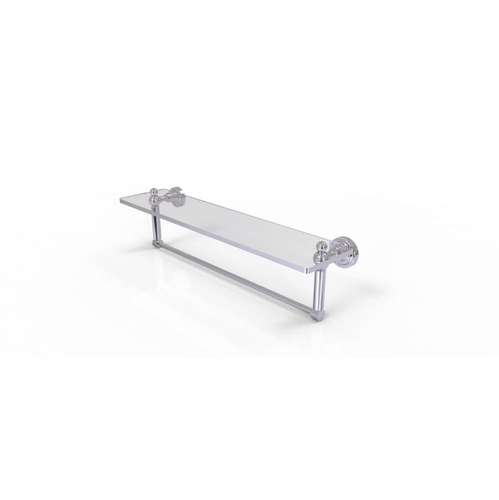 Dottingham 22 Inch Glass Vanity Shelf with Integrated Towel Bar