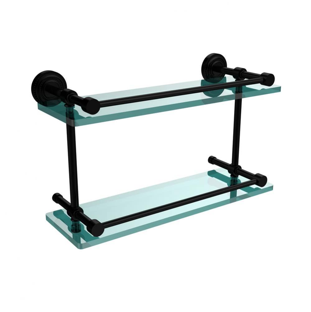 Dottingham 16 Inch Double Glass Shelf with Gallery Rail