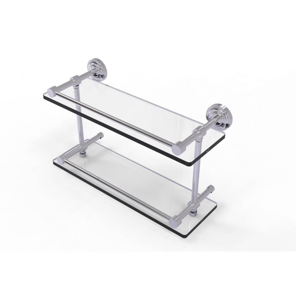 Dottingham 16 Inch Double Glass Shelf with Gallery Rail