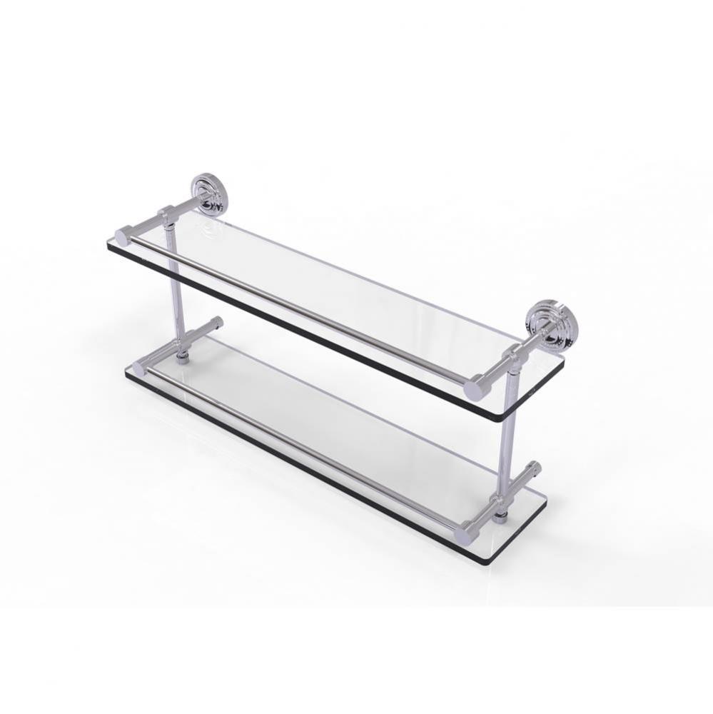 Dottingham 22 Inch Double Glass Shelf with Gallery Rail