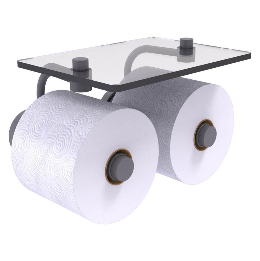 Dottingham Collection 2 Roll Toilet Paper Holder with Glass Shelf - Matte Gray