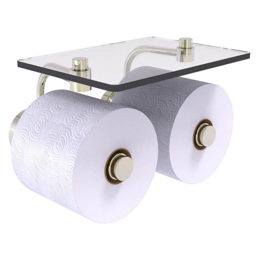 Dottingham Collection 2 Roll Toilet Paper Holder with Glass Shelf - Polished Nickel