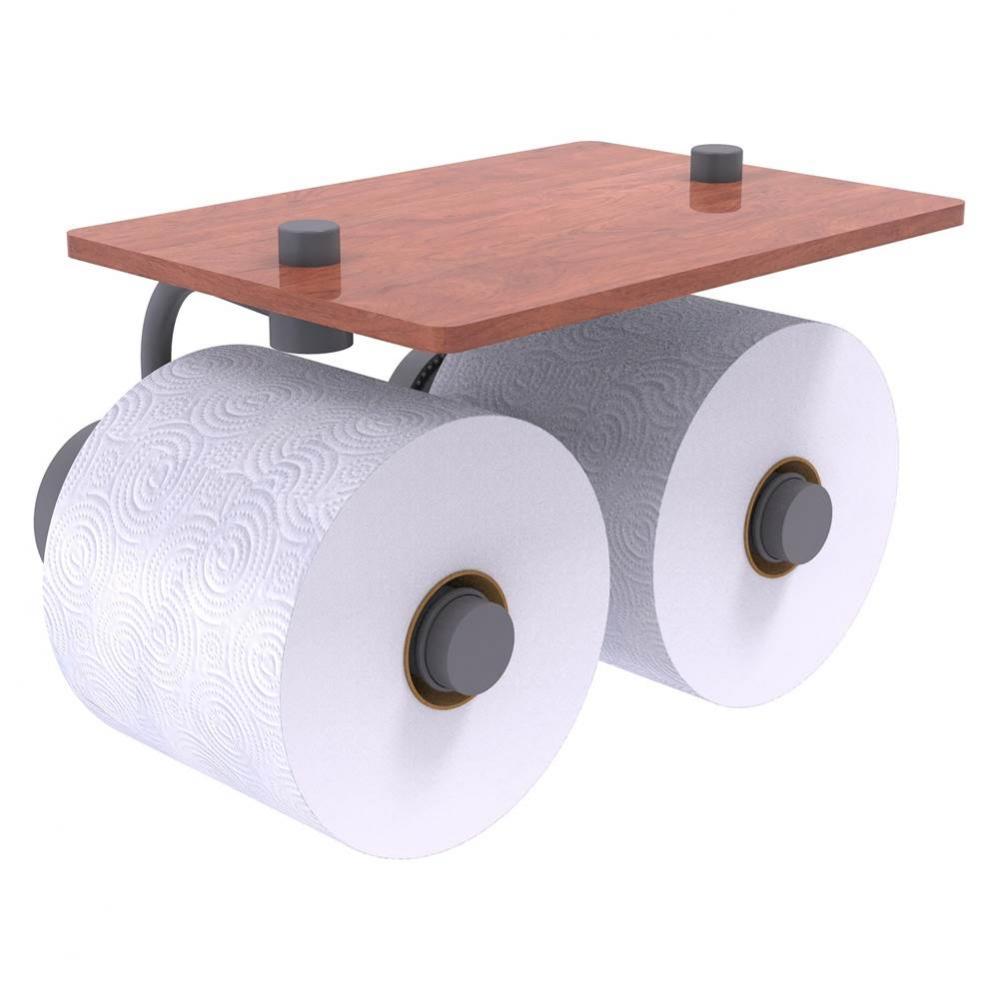 Dottingham Collection 2 Roll Toilet Paper Holder with Wood Shelf - Matte Gray