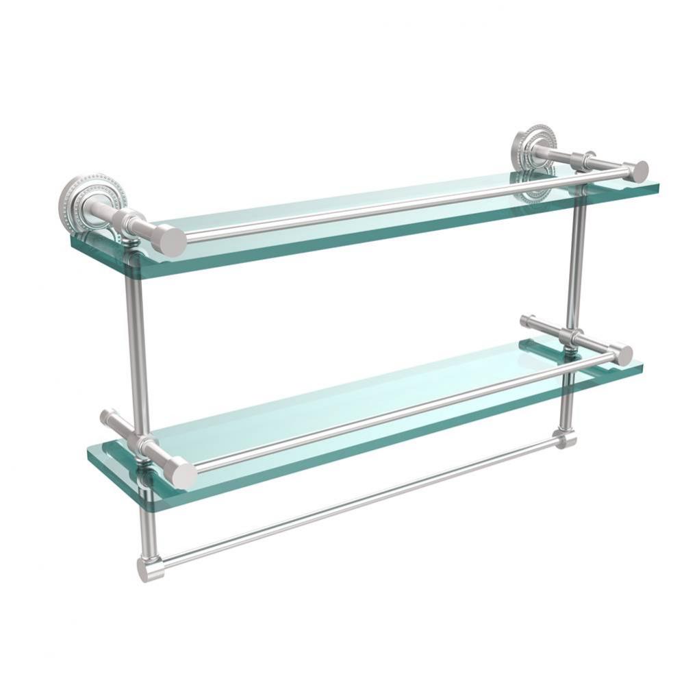 Dottingham 22 Inch Gallery Double Glass Shelf with Towel Bar