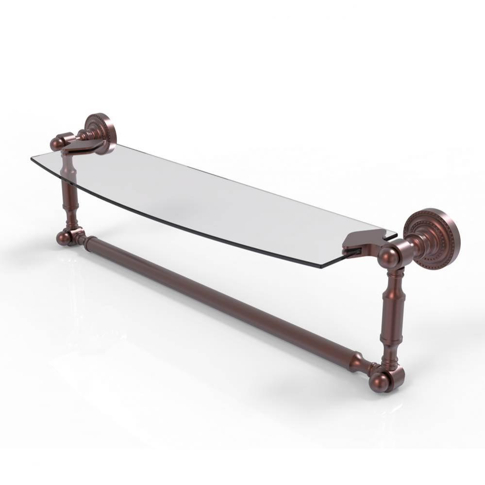 Dottingham 18 Inch Glass Vanity Shelf with Integrated Towel Bar