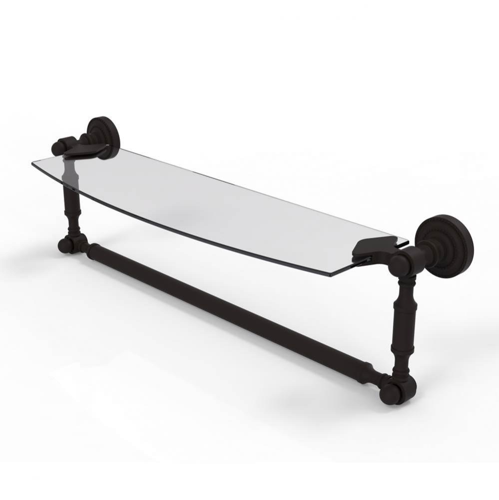 Dottingham 18 Inch Glass Vanity Shelf with Integrated Towel Bar