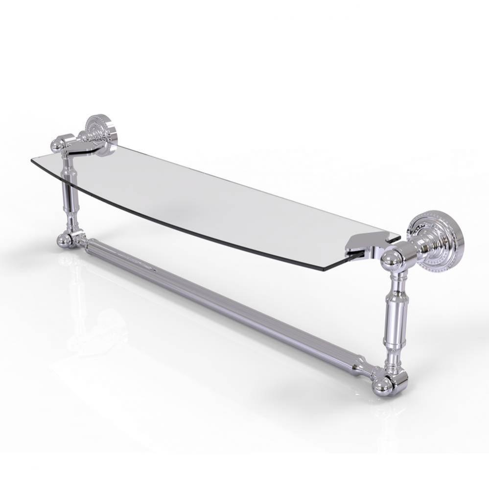 Dottingham 18 Inch Glass Vanity Shelf with Integrated Towel Bar
