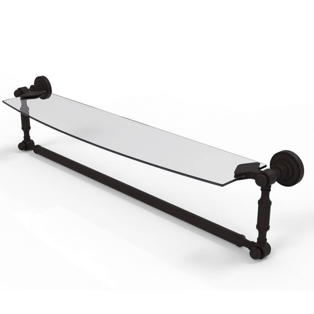 Dottingham 24 Inch Glass Vanity Shelf with Integrated Towel Bar