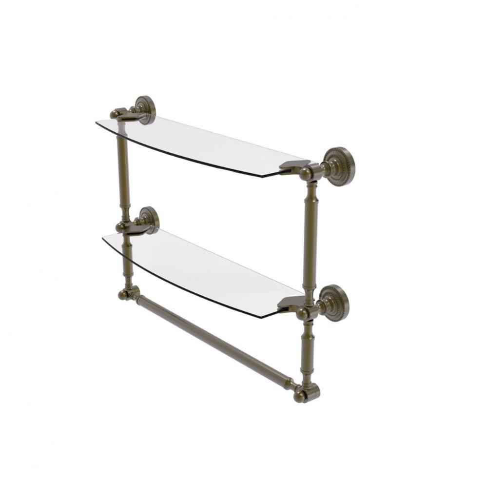Dottingham Collection 18 Inch Two Tiered Glass Shelf with Integrated Towel Bar