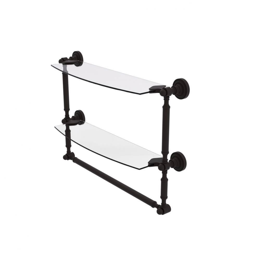 Dottingham Collection 18 Inch Two Tiered Glass Shelf with Integrated Towel Bar