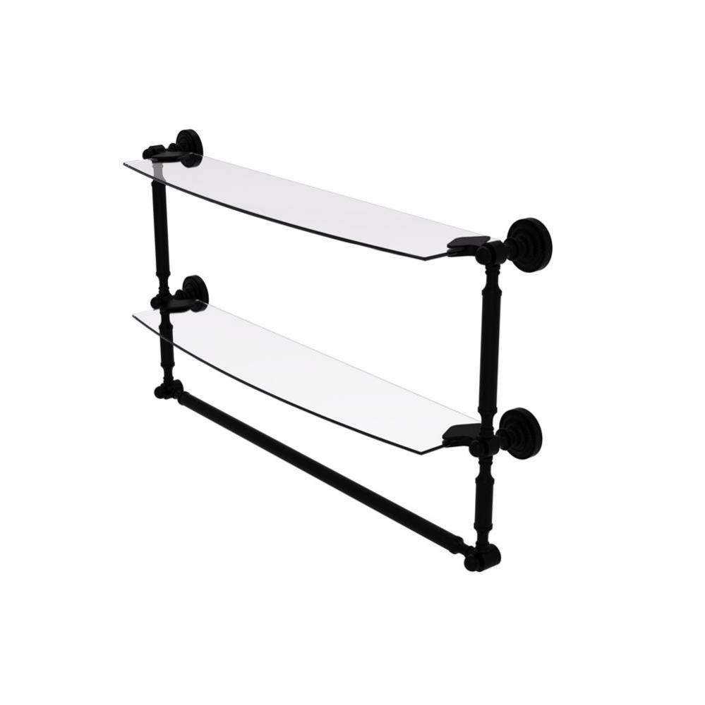 Dottingham Collection 24 Inch Two Tiered Glass Shelf with Integrated Towel Bar