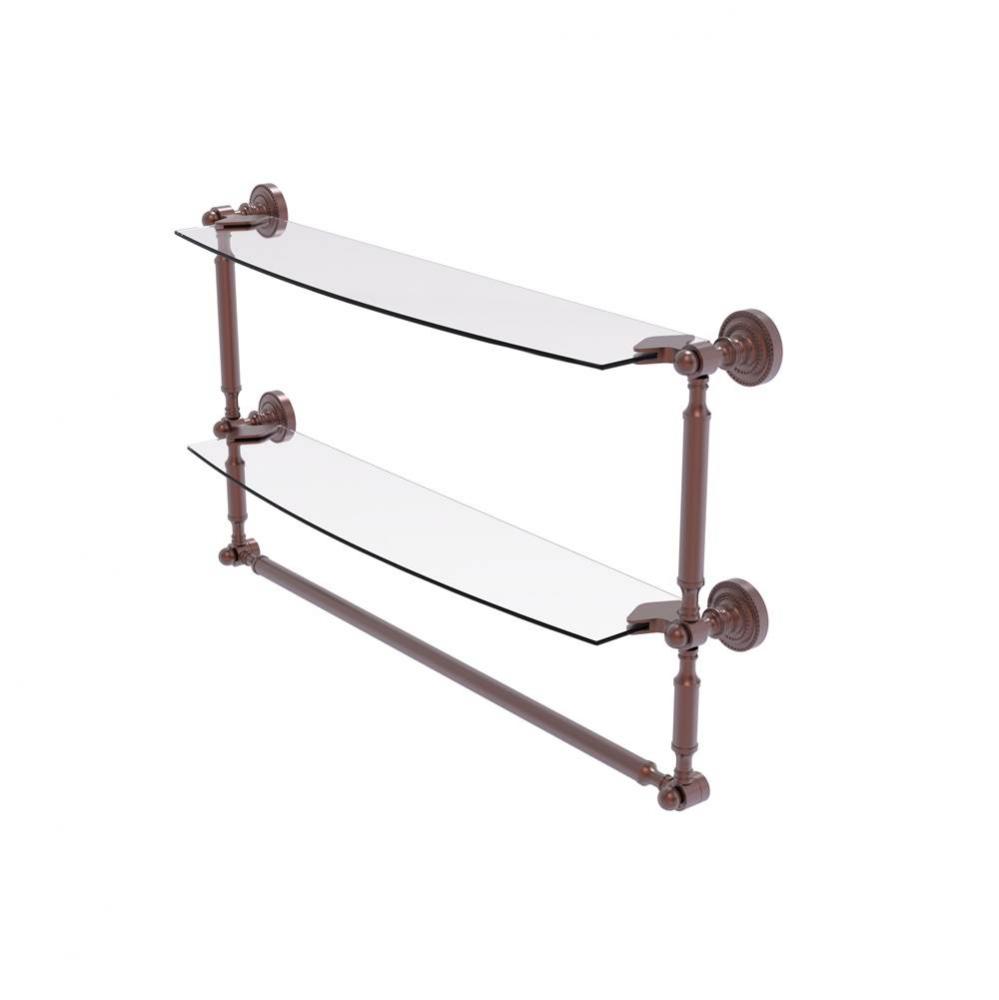 Dottingham Collection 24 Inch Two Tiered Glass Shelf with Integrated Towel Bar