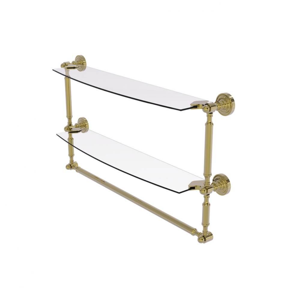 Dottingham Collection 24 Inch Two Tiered Glass Shelf with Integrated Towel Bar